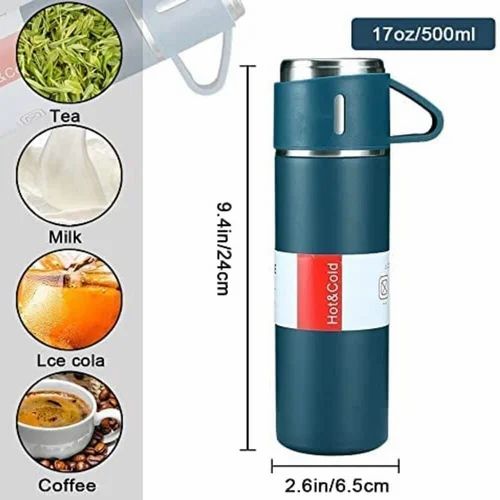 Vacum Flask Set,Thermo Vacuum Insulated Bottle Water Flask Gift Set With Two Cups Hot & Cold