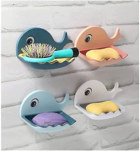 Soap Holder Fish Shap Self Draining with Suction Cup Dish Suitable for Shower Bathroom Kitchen Sink